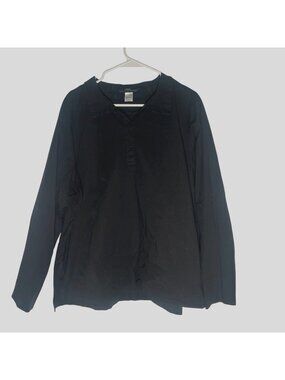 Elemente Clemente Black Popover Lagenlook Blouse Women's Size XL
